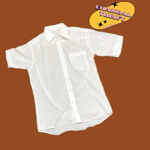 VINTAGE WHITE SHEER STRIPED SHIRT